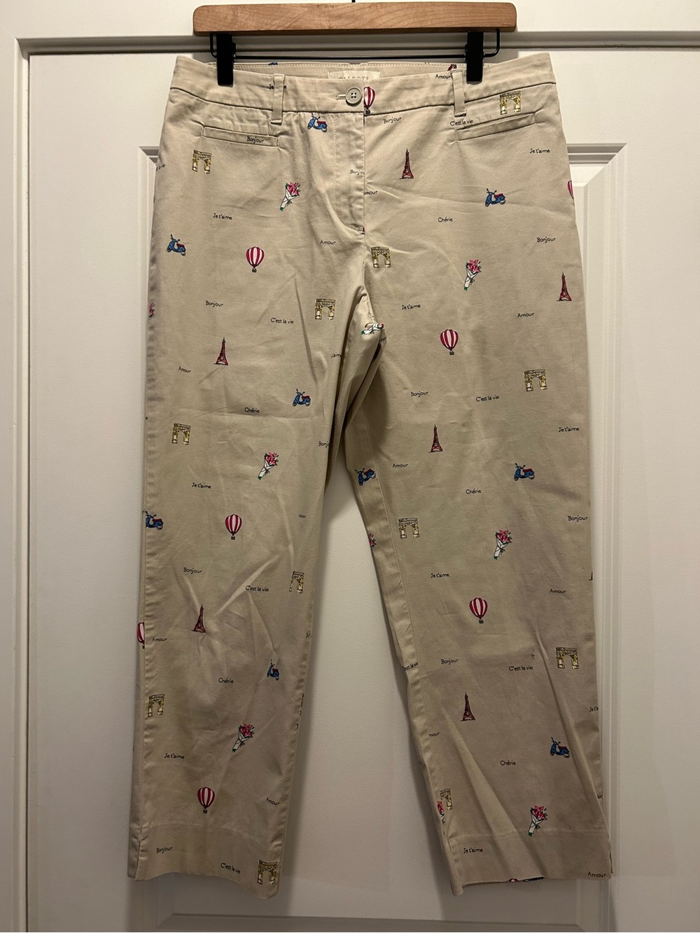 Talbots Girlfriend Chinos Paris-themed Pants Sz 10